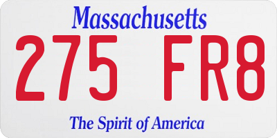 MA license plate 275FR8