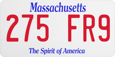 MA license plate 275FR9