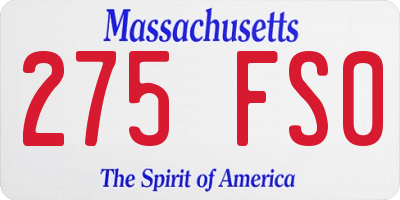 MA license plate 275FS0