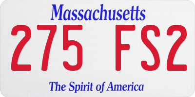 MA license plate 275FS2