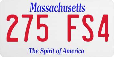 MA license plate 275FS4