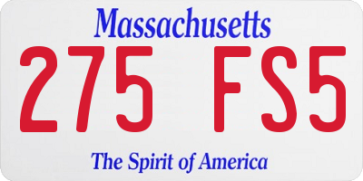 MA license plate 275FS5