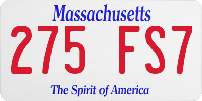 MA license plate 275FS7
