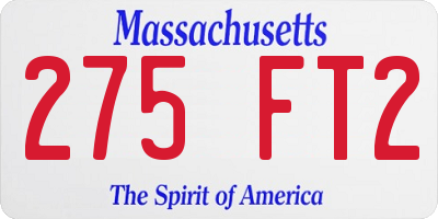 MA license plate 275FT2