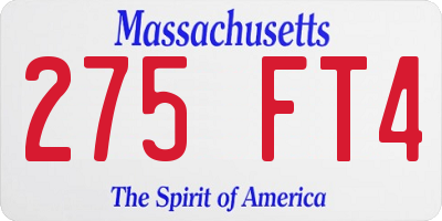MA license plate 275FT4