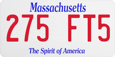 MA license plate 275FT5