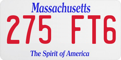 MA license plate 275FT6