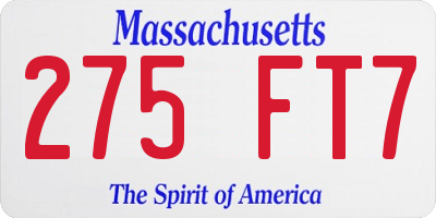 MA license plate 275FT7