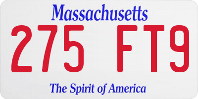 MA license plate 275FT9