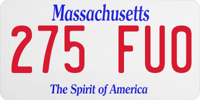 MA license plate 275FU0
