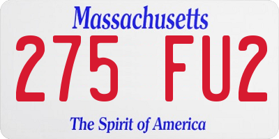 MA license plate 275FU2