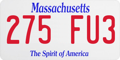 MA license plate 275FU3
