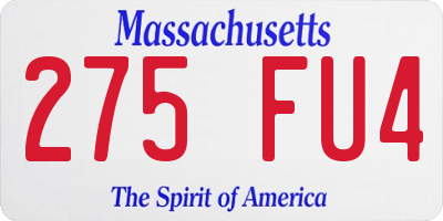 MA license plate 275FU4