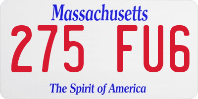 MA license plate 275FU6