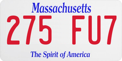 MA license plate 275FU7