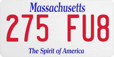 MA license plate 275FU8
