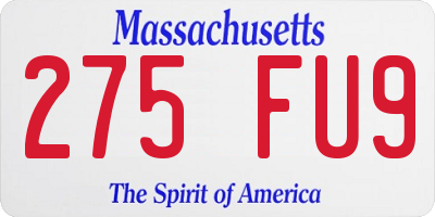 MA license plate 275FU9