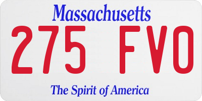 MA license plate 275FV0