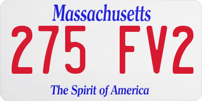 MA license plate 275FV2