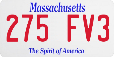 MA license plate 275FV3
