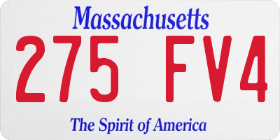 MA license plate 275FV4