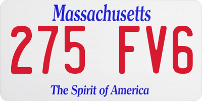 MA license plate 275FV6