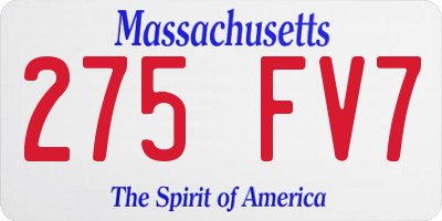 MA license plate 275FV7