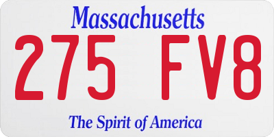 MA license plate 275FV8