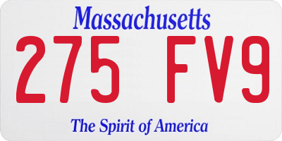 MA license plate 275FV9