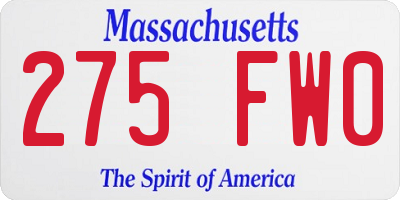 MA license plate 275FW0