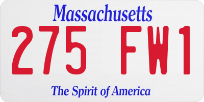 MA license plate 275FW1