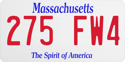 MA license plate 275FW4