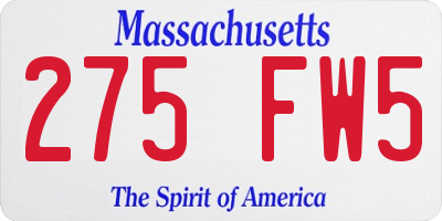 MA license plate 275FW5