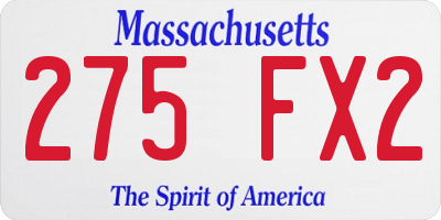 MA license plate 275FX2