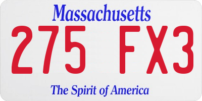 MA license plate 275FX3