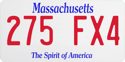 MA license plate 275FX4