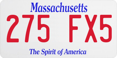 MA license plate 275FX5