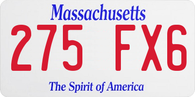 MA license plate 275FX6