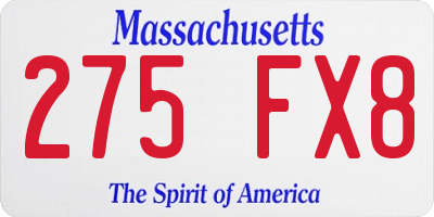 MA license plate 275FX8