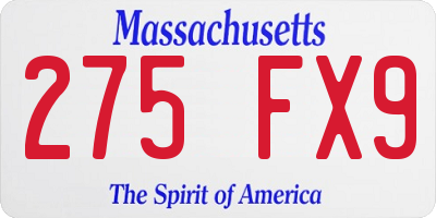 MA license plate 275FX9