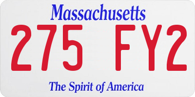 MA license plate 275FY2
