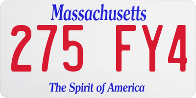 MA license plate 275FY4