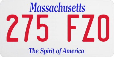 MA license plate 275FZ0