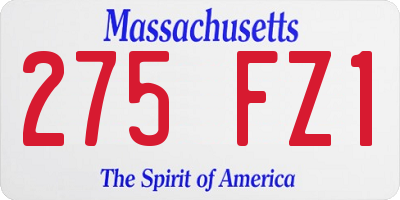 MA license plate 275FZ1
