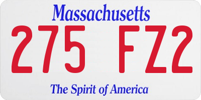MA license plate 275FZ2