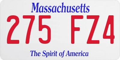 MA license plate 275FZ4