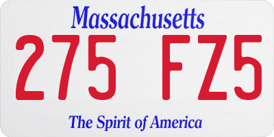 MA license plate 275FZ5