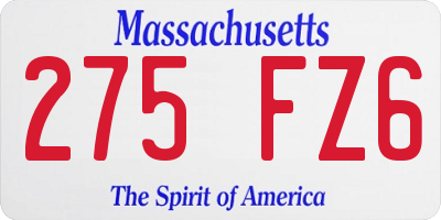 MA license plate 275FZ6