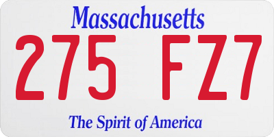 MA license plate 275FZ7