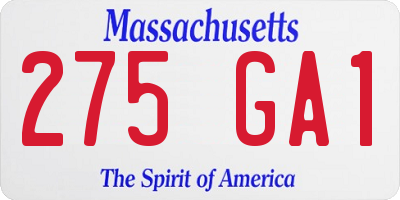 MA license plate 275GA1
